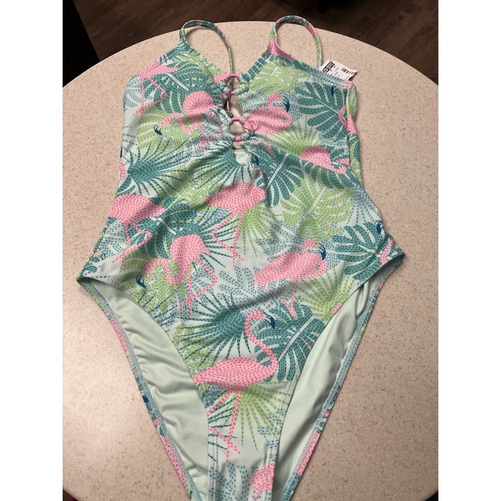 Pink Lily Swimsuit One Piece NWT‎ Size Medium Flamingos